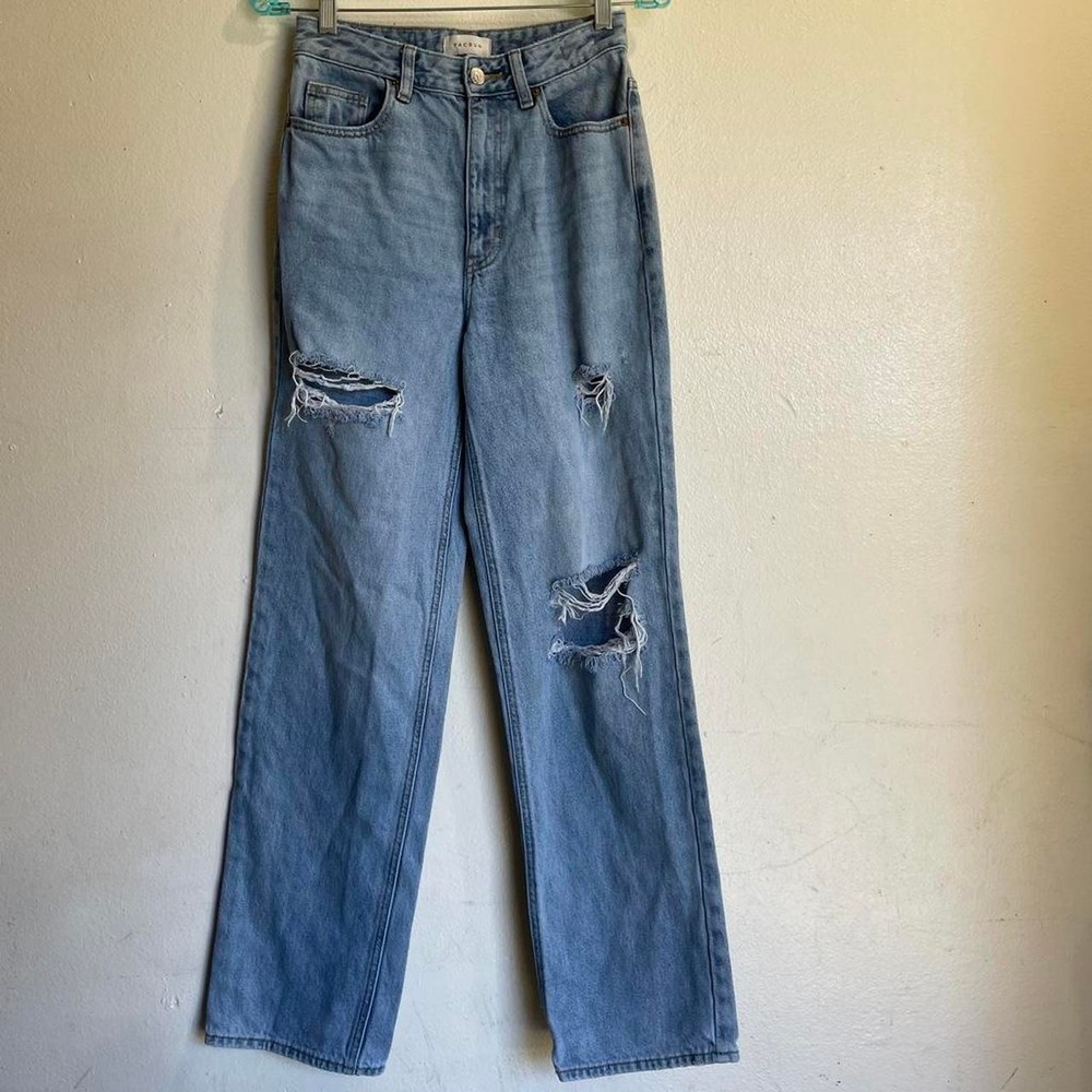 PacSun Womens 90s Boyfriend Straight Leg Jeans Blue Distressed High Waisted 26